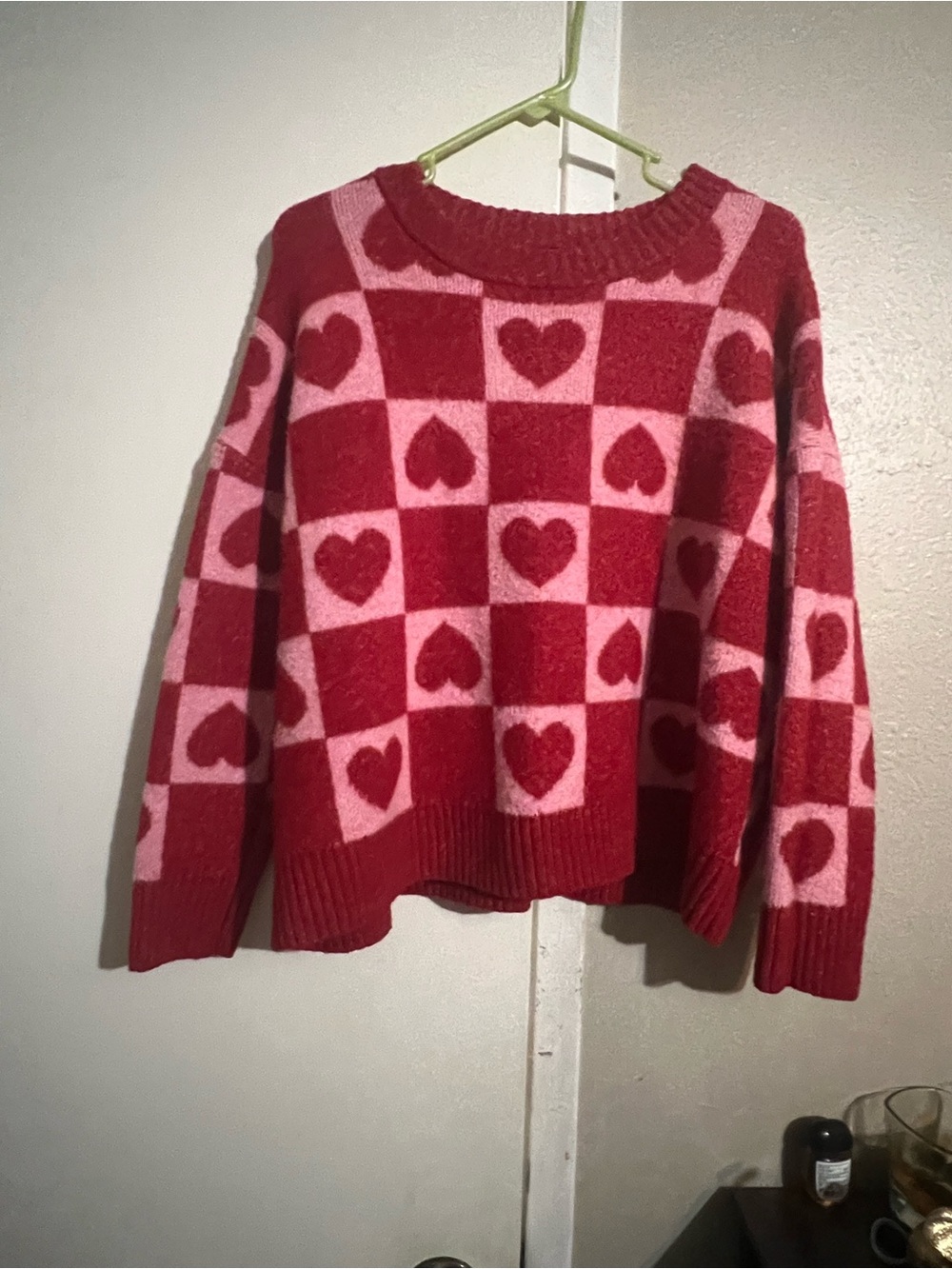 torrid Red and Pink Checkered Heart Sweater